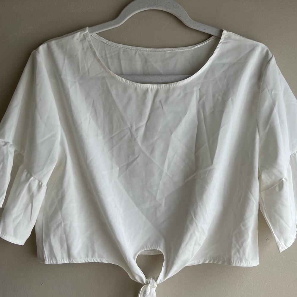 Cropped white blouse